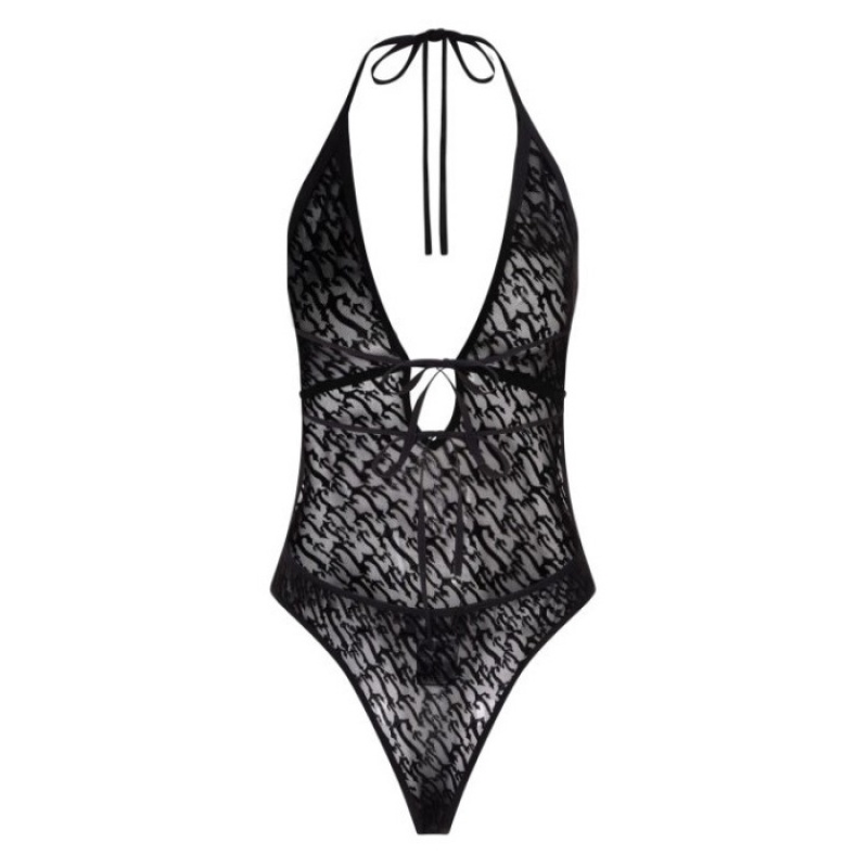 Body Trapstar Dama Jacquard Mesh Halterneck Negrii Romania | RP03-824