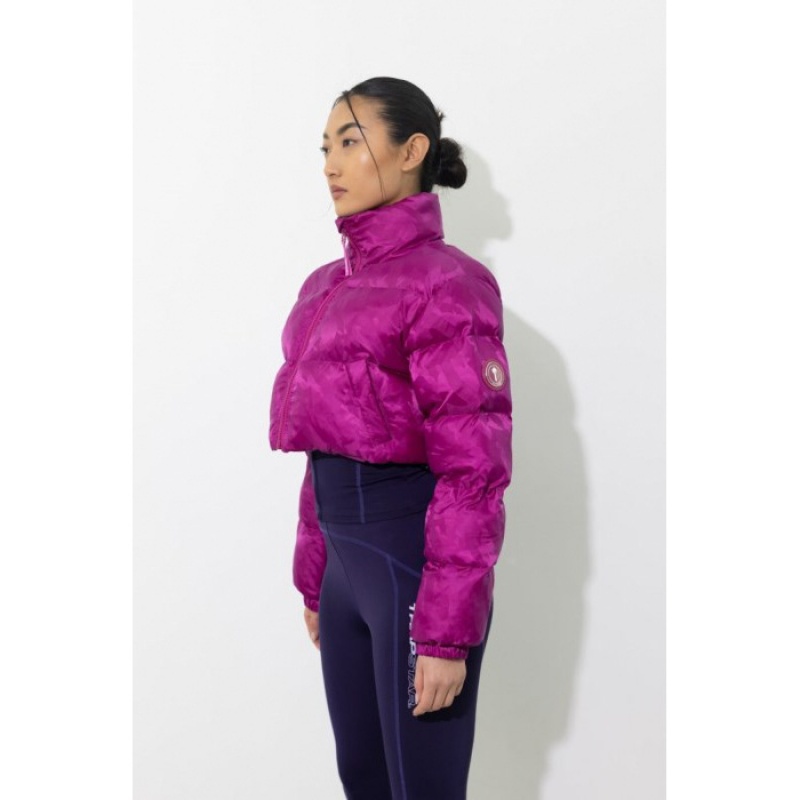 Geaca Trapstar Dama Cropped T Jacquard Puffer Fucsie Roz Romania | SM98-012