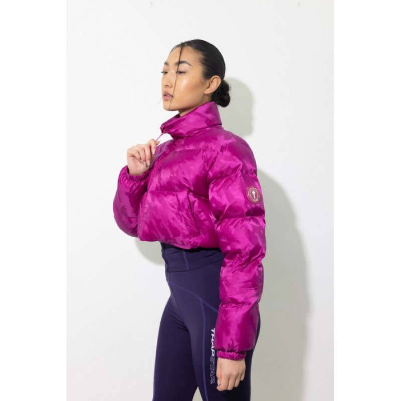 Geaca Trapstar Dama Cropped T Jacquard Puffer Fucsie Roz Romania | SM98-012