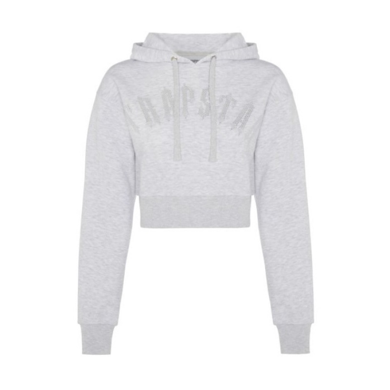 Hanorac cu Gluga Trapstar Dama Irongate Stud Cropped Hoodie Gri Romania | VG54-124