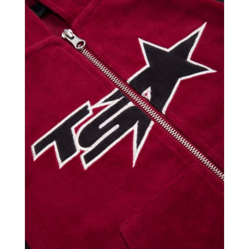 Hanorac cu Gluga Trapstar Dama TS-Star Contrast Panel Velour Hoodie Visinii Romania | FM82-297