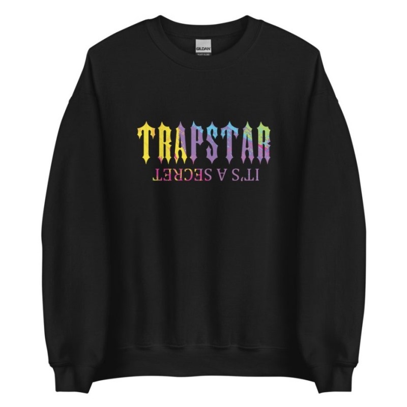 Hanorace Trapstar Barbati It’s A Secret Print Logo Negrii Romania | KF76-554