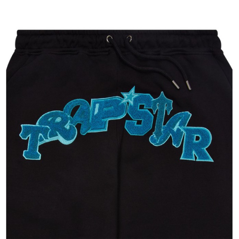 Pantaloni Trapstar Barbati Wildcard Jogging Bottoms Negrii Turcoaz Romania | LB39-095