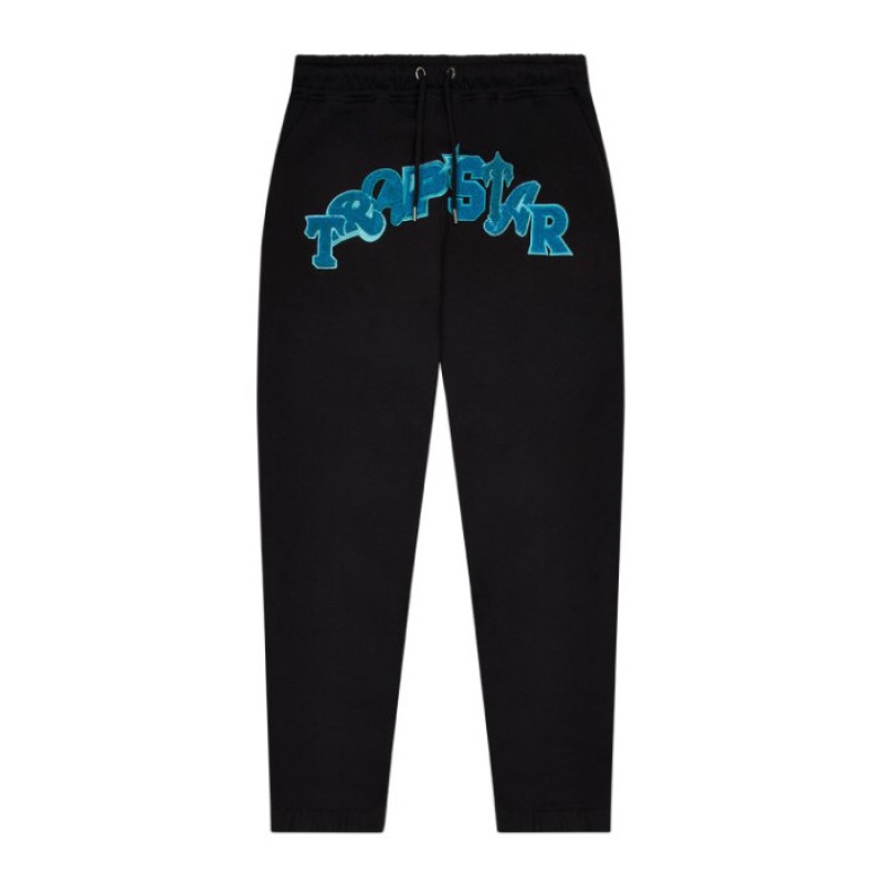 Pantaloni Trapstar Barbati Wildcard Jogging Bottoms Negrii Turcoaz Romania | LB39-095