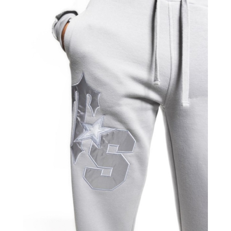 Pantaloni Jogger Trapstar Dama TS-Star Silver Satin Applique Loose Fit Gri Romania | NR91-263