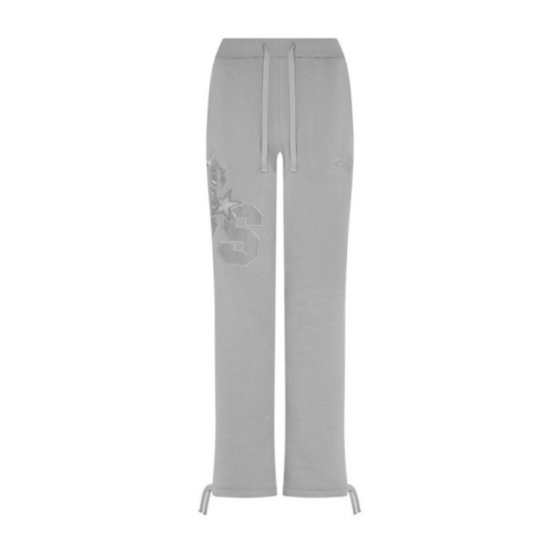 Pantaloni Jogger Trapstar Dama TS-Star Silver Satin Applique Loose Fit Gri Romania | NR91-263