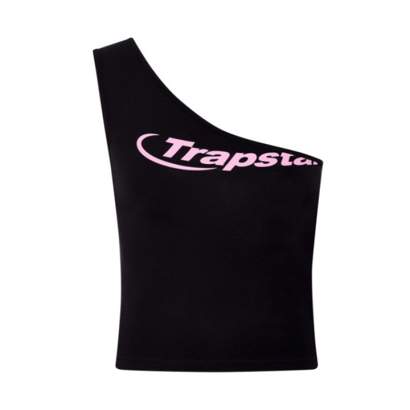 Top Trapstar Dama Hyperdrive One Shoulder Vest Negrii Roz Romania | PA19-906