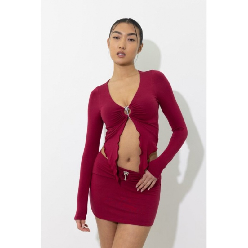 Top Trapstar Dama Long Sleeve Wing Hem Bralette Rosii Romania | LK81-524