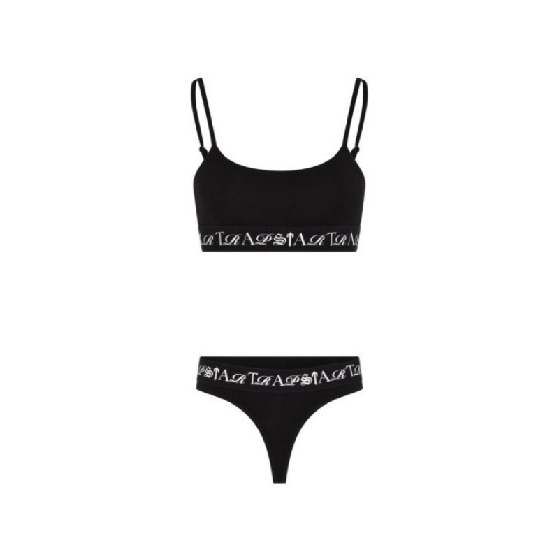 Top Trapstar Dama Script Bra Negrii Albi Romania | IY10-514