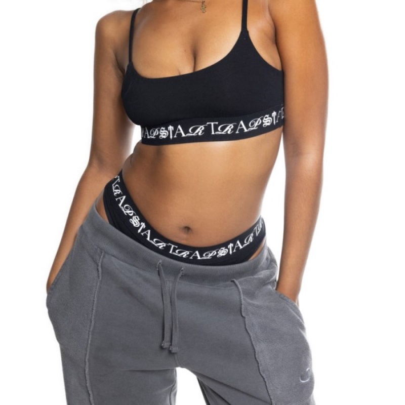 Top Trapstar Dama Script Bra Negrii Albi Romania | IY10-514