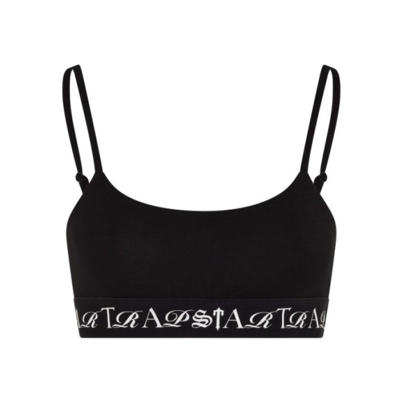 Top Trapstar Dama Script Bra Negrii Albi Romania | IY10-514