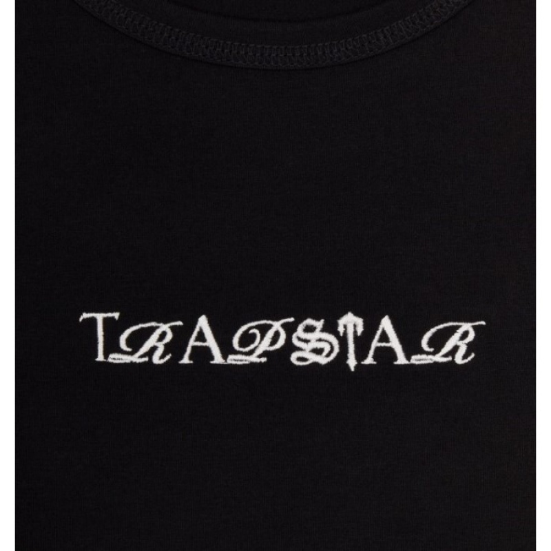 Top Trapstar Dama Script Racer Vest Negrii Albi Romania | VH79-747