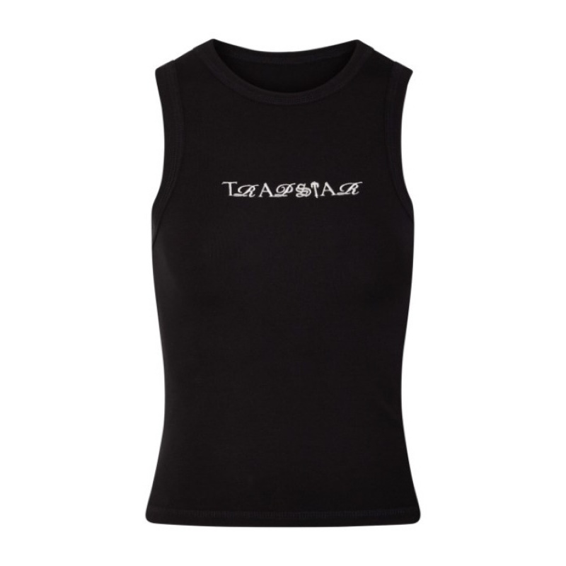 Top Trapstar Dama Script Racer Vest Negrii Albi Romania | VH79-747