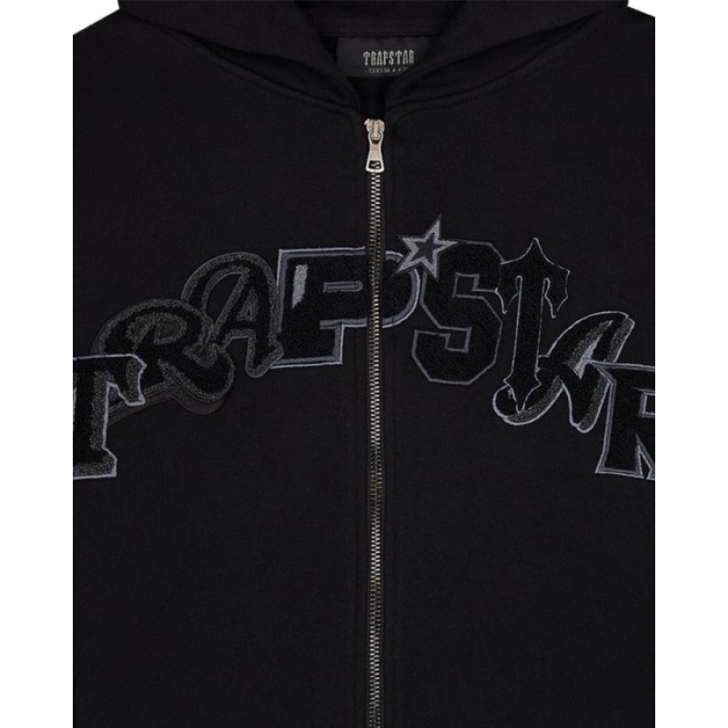 Trening Trapstar Barbati Wildcard Chenille Zip Hoodie Negrii Romania | NX70-677