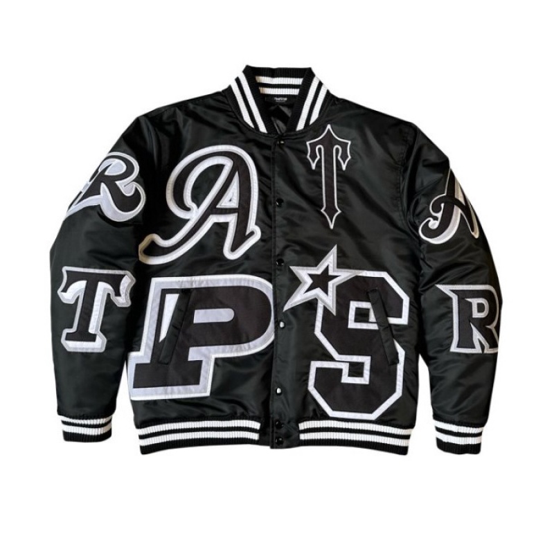 Îmbrăcăminte Exterioară Trapstar Barbati Wildcard Varsity Jacket Blackout Edition Romania | DT21-234